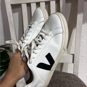 Veja White Sneakers with Black Accents